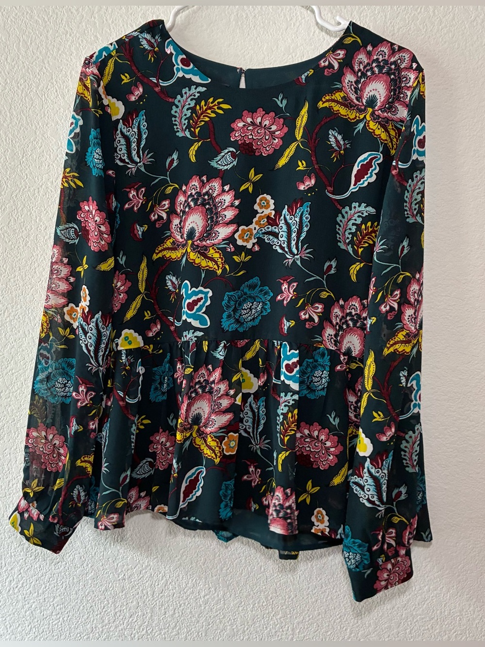 LOFT FLORAL PEPLUM BLOUSE, MEDIUM